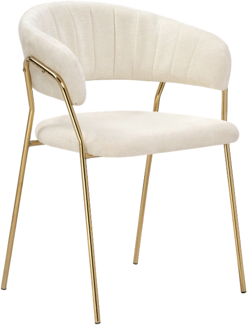 Стул Kamelia 1, white fabric / gold