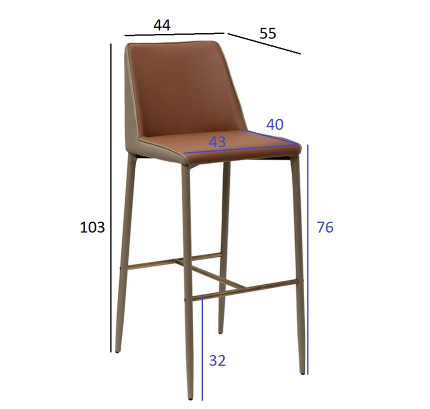 Барный стул 163YH-16995, экокожа, терракота / бежевый  