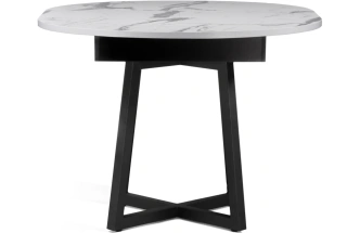 Кухонный раздвижной стол Регна, 100(130)х100х75, черный / белый