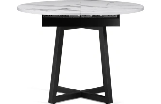 Кухонный раздвижной стол Регна, 100(130)х100х75, черный / белый