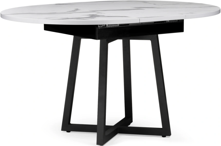 Кухонный раздвижной стол Регна, 100(130)х100х75, черный / белый