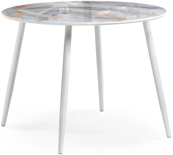 Кухонный раздвижной стол Кловис, 100(140)х100х76, стекло, кианит / белый