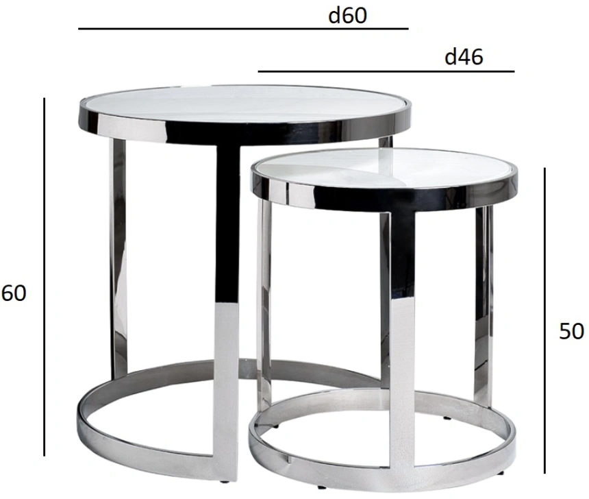 Комплект журнальных столов 47ED-ET081S, 60x60x60, стекло, прозрачный /хром
