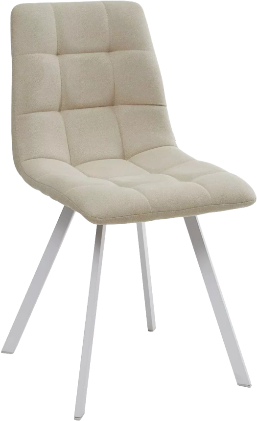 Стул Chilli Square, мягкий, UF860-01B бежевый, ткань, белый каркас