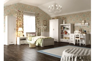 Кровать односпальная Прованс, 90*200, бодега белая / патина премиум