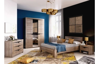 Шкаф трехдверный Соренто, распашной с зеркалом, дуб стирлинг