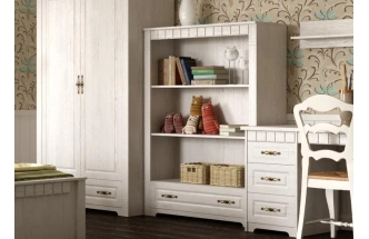 Стеллаж Прованс, открытый, бодега белая / патина премиум