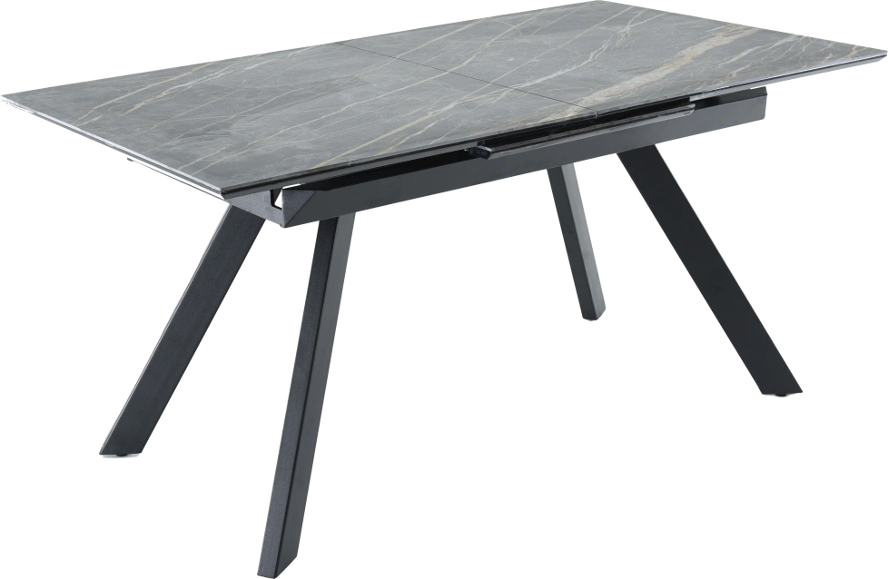 Кухонный обеденный стол Como, раздвижной 140, черный Noir Desir Bocciardato, каркас черный