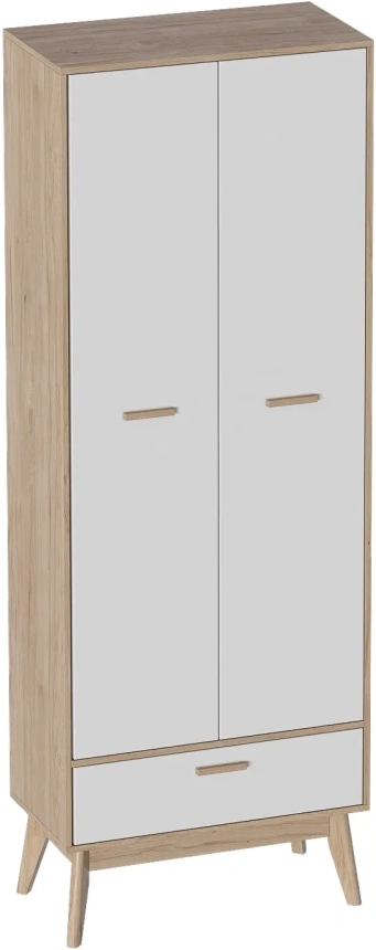 Шкаф двухдверный Калгари, распашной, дуб светлый / белый матовый
