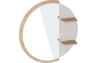 Зеркало навесное Валенсия, с полочками, персидский жемчуг / дуб светлый