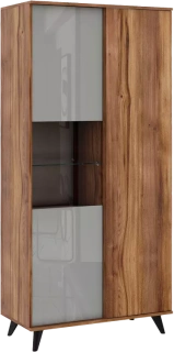Шкаф со стеклом Онтарио, Дуб Барокко / Серый глянец