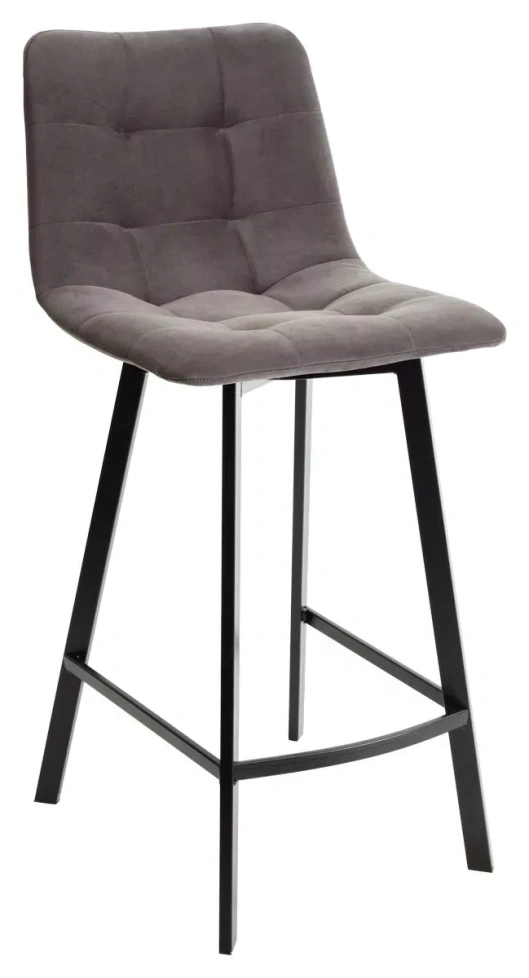 Полубарный стул Chilli-QB Square, графит #14, велюр, черный каркас