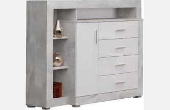 Комод Mирандa, с четырьмя ящиками и полками, atelier / белый глянец