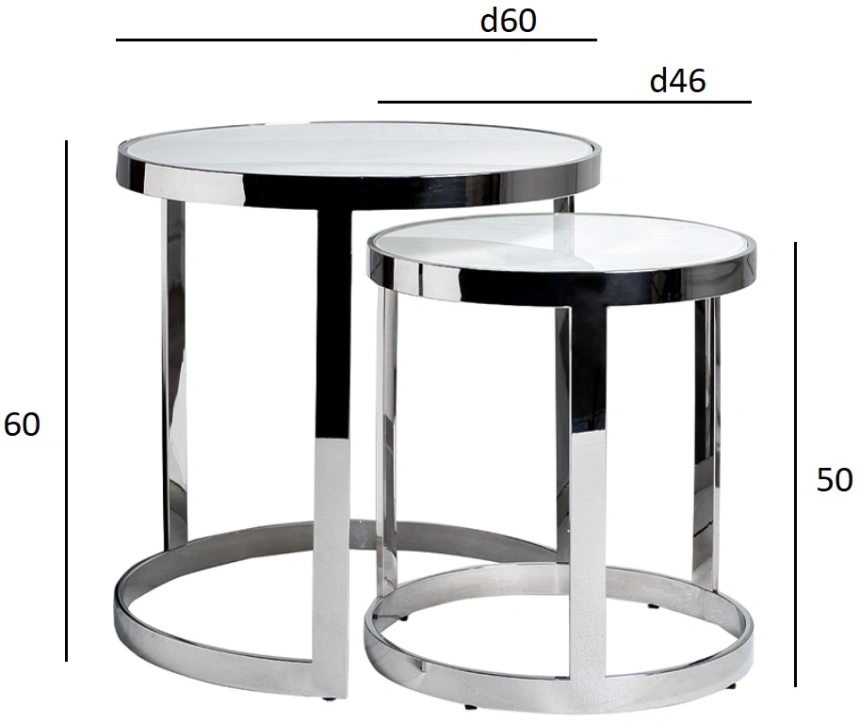 Комплект журнальных столов 47ED-ET081S-GOLD , 60x60x60, стекло, черный мрамор / золото 