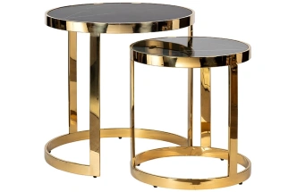 Комплект журнальных столов 47ED-ET081S-GOLD , 60x60x60, стекло, черный мрамор / золото 
