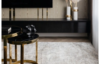 Комплект журнальных столов 47ED-ET081S-GOLD , 60x60x60, стекло, черный мрамор / золото 