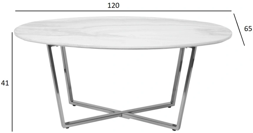 Журнальный стол 30B-855-1, 120x65x41, МДФ с полимерным покрытием под мрамор, белый / золото