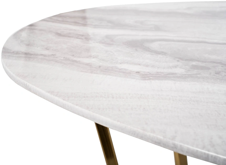 Журнальный стол 30B-855-1, 120x65x41, МДФ с полимерным покрытием под мрамор, белый / золото