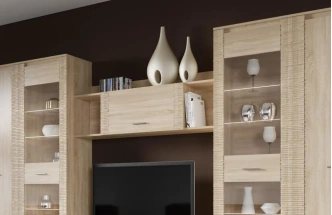 Полка закрытая Элана, навесная, дуб сонома