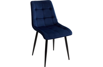 Стул Chic, мягкий, Bluvel-86 navy blue, черный каркас