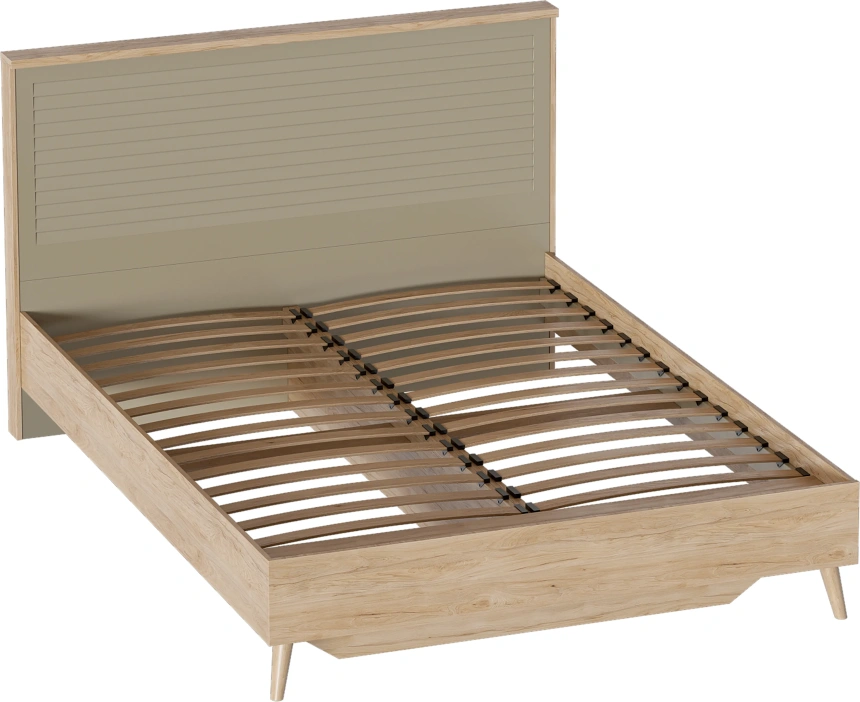 Кровать Гавана, двуспальная, дуб натуральный светлый / светло-серый софт