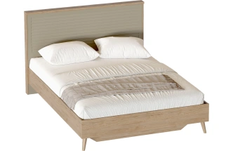 Кровать Гавана, двуспальная, дуб натуральный светлый / светло-серый софт