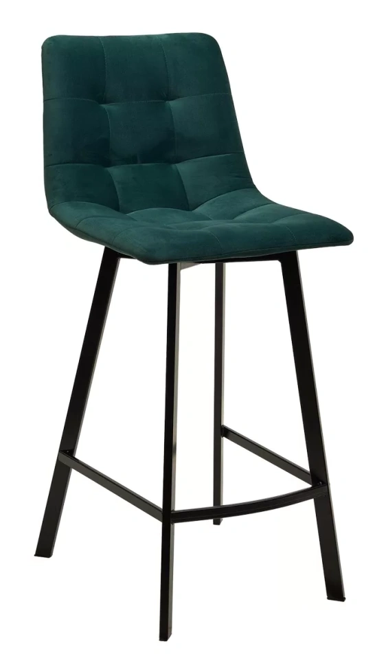 Полубарный стул Chilli-QB Square, зеленый #19, велюр, черный каркас (H=66cm)