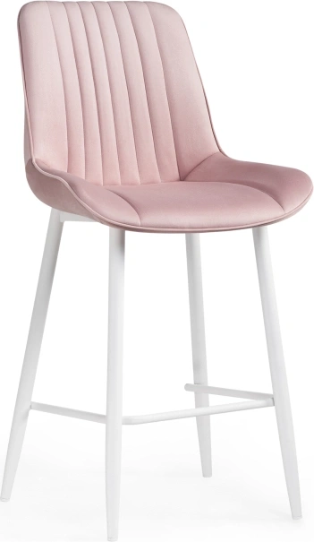 Полубарный стул Седа, велюр розовый / белый