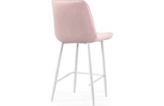Полубарный стул Седа, велюр розовый / белый