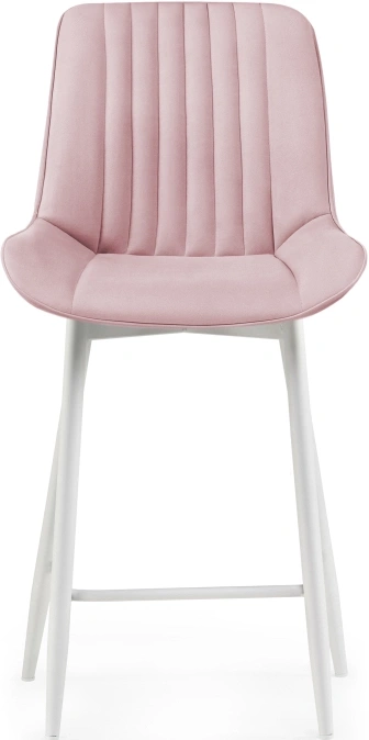 Полубарный стул Седа, велюр розовый / белый