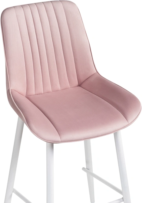 Полубарный стул Седа, велюр розовый / белый