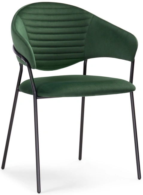 Стул Рансол, мягкий, темно-зеленый / черный глянец