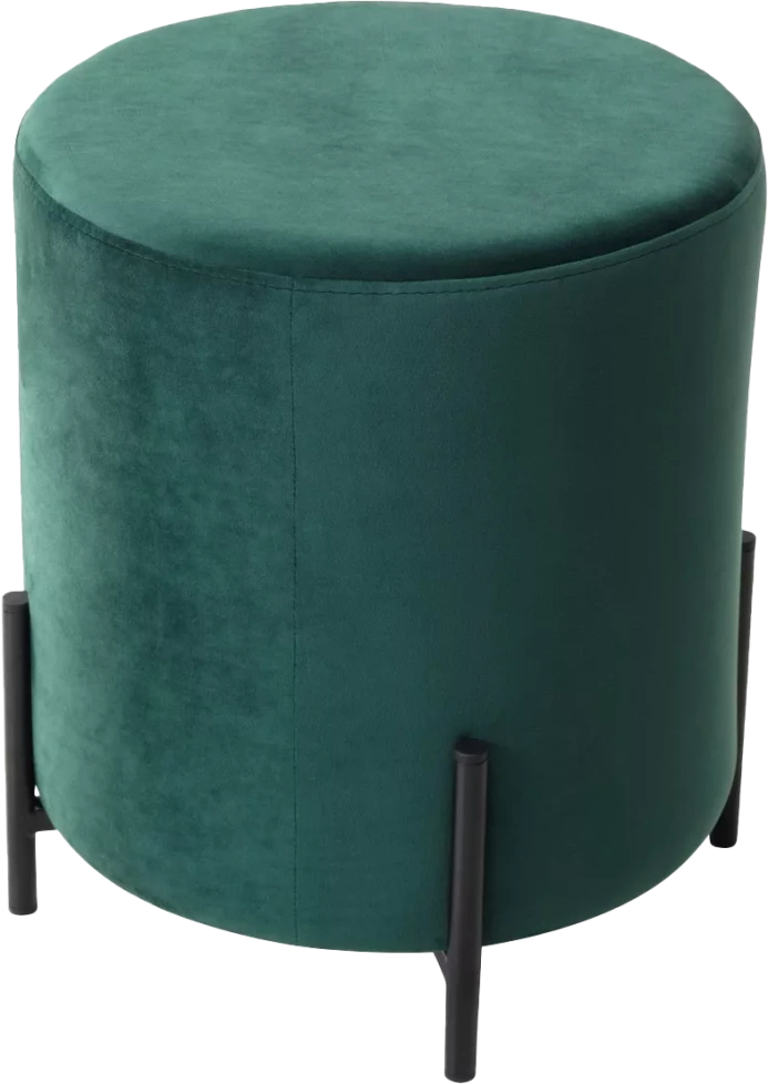 Пуф Феликс, круглый, зеленый #19, велюр / черный каркас