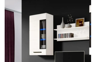 Шкаф-витрина Кёльн 1145, с полками, белый аляска / белый глянец