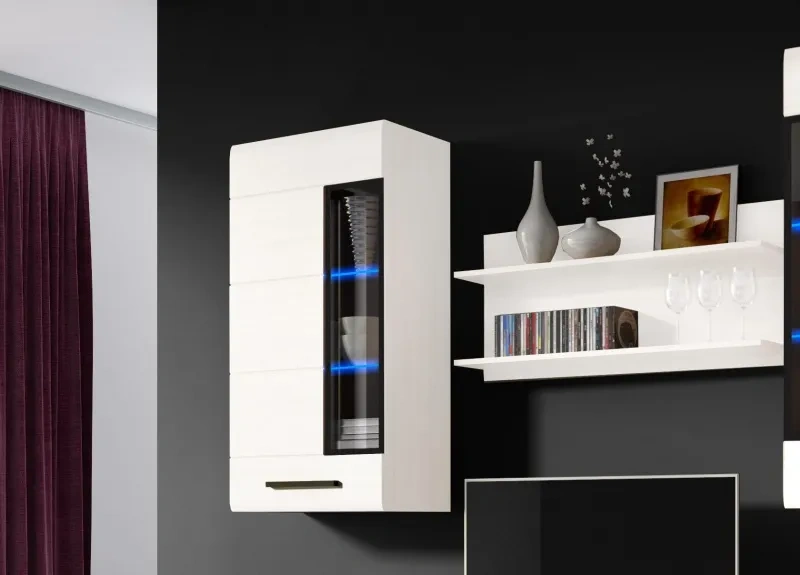 Шкаф-витрина Кёльн 1145, с полками, белый аляска / белый глянец