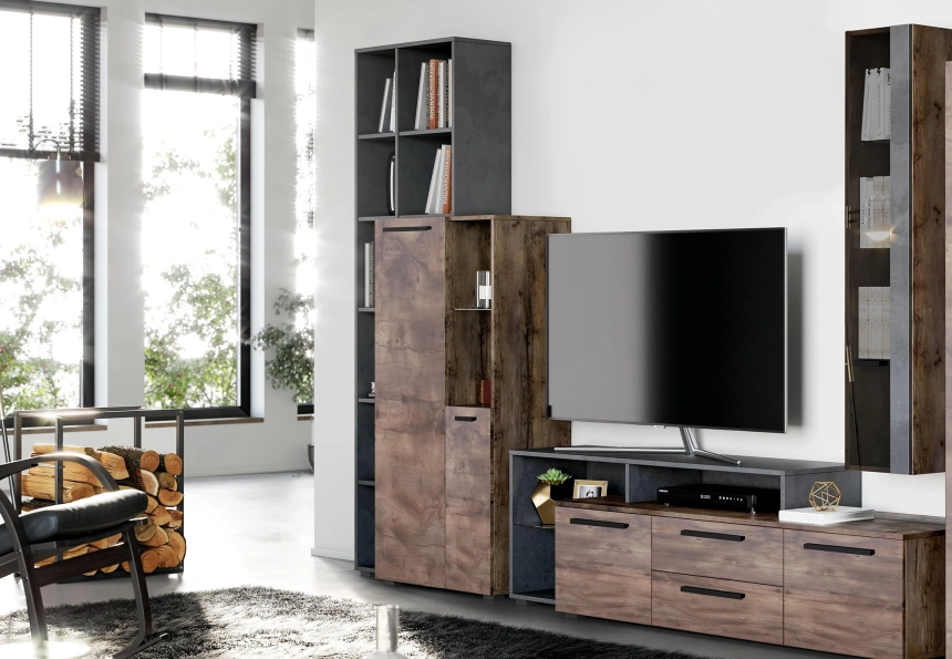 Стеллаж с тумбой Глазго, металл бруклин / таксония