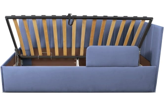 Кровать односпальная Хеппи-2, мягкая, велюр Мора деним