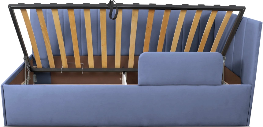 Кровать односпальная Хеппи-2, мягкая, велюр Мора деним