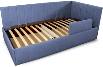 Кровать односпальная Хеппи-2, мягкая, велюр Мора деним