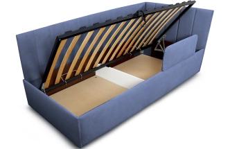 Кровать односпальная Хеппи-2, мягкая, велюр Мора деним