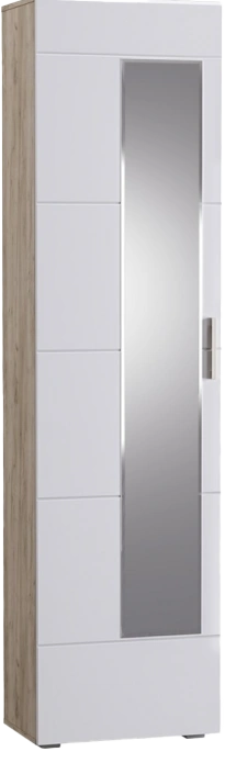 Шкаф одностворчатый Лайн, распашной с зеркалом, дуб серый craft K 002 PW / белый глянец 