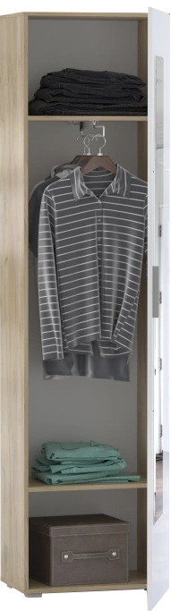 Шкаф одностворчатый Лайн, распашной с зеркалом, дуб серый craft K 002 PW / белый глянец 