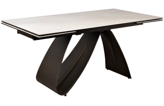 Обеденный стол 169DT-92055, раздвижной, 160(240), керамика, бежевый мрамор / черный
