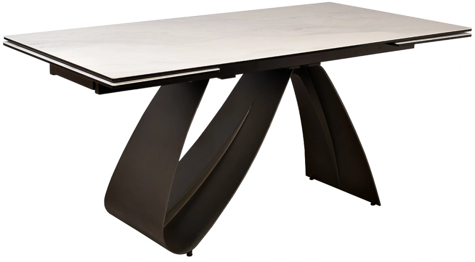 Обеденный раздвижной стол 169DT-92055, 160(240), керамика, бежевый мрамор / черный