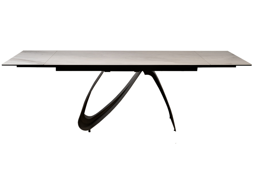 Обеденный раздвижной стол 169DT-92055, 160(240), керамика, бежевый мрамор / черный