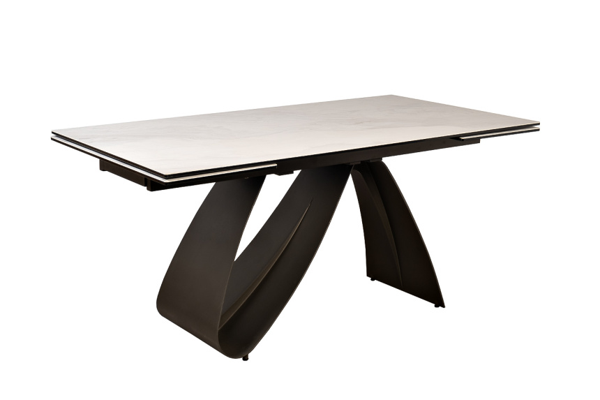 Обеденный раздвижной стол 169DT-92055, 160(240), керамика, бежевый мрамор / черный