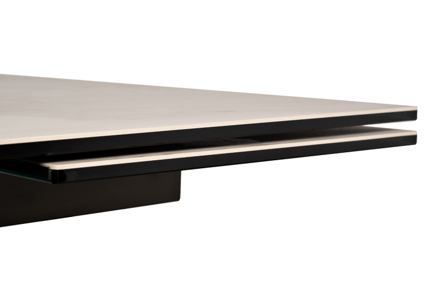 Обеденный раздвижной стол 169DT-92055, 160(240), керамика, бежевый мрамор / черный