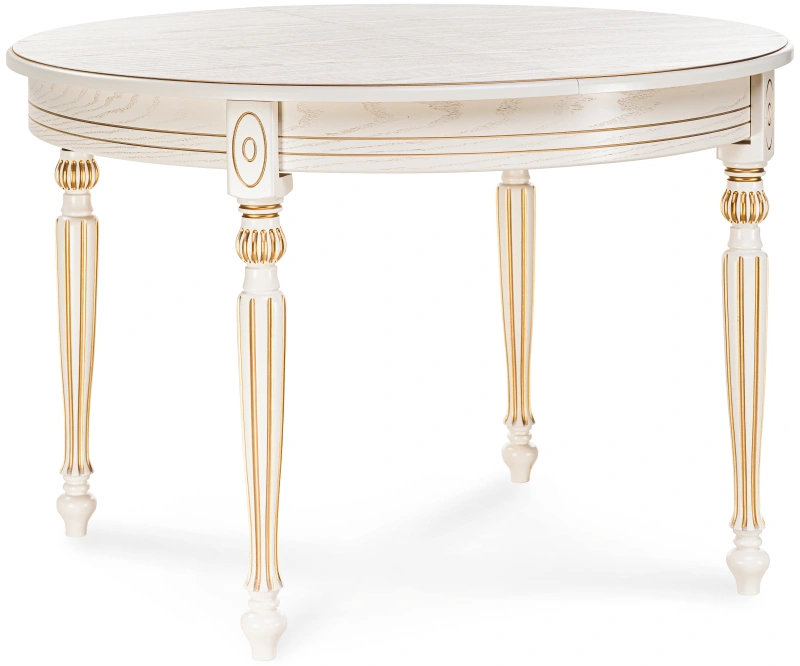 Кухонный раздвижной стол Брейзер, 110(140)х110х77, молочный / золото