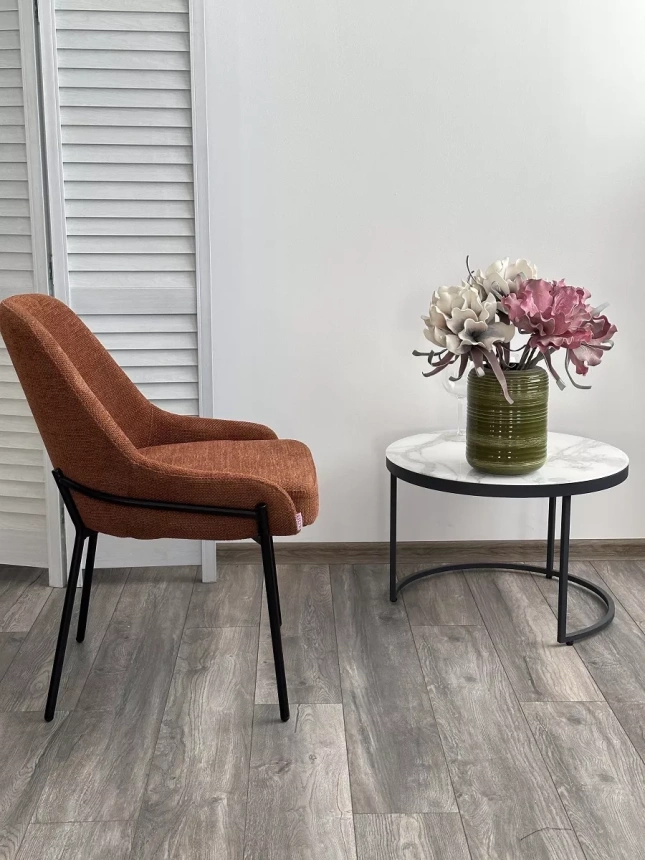 Стул Gavi, мягкий, Garna-001 коричневый, ткань, черный каркас