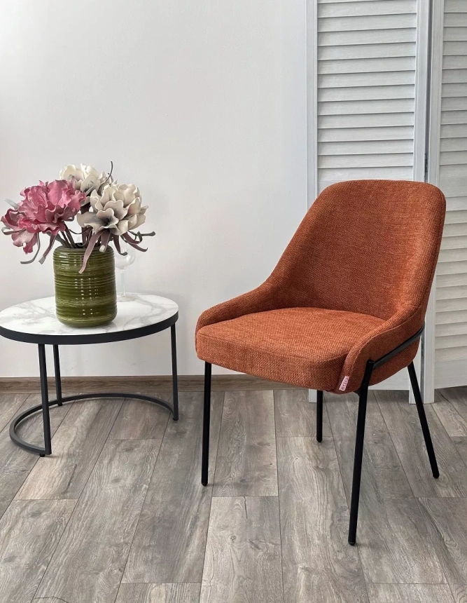 Стул Gavi, мягкий, Garna-001 коричневый, ткань, черный каркас